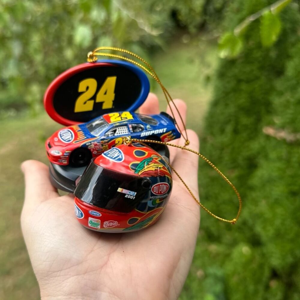 Jeff Gordon #24 DuPont Nascar Helmet & Car Christmas Holiday Ornament Lot